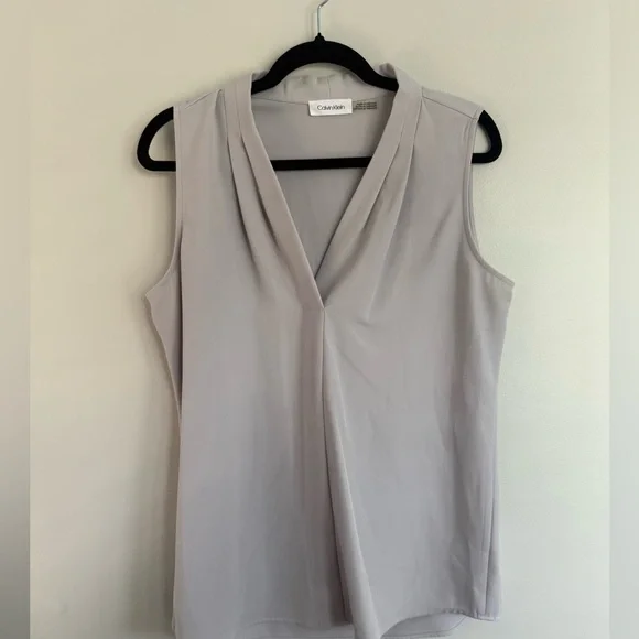 Calvin Klein Light Gray Sleeveless Blouse - Picture 3 of 5